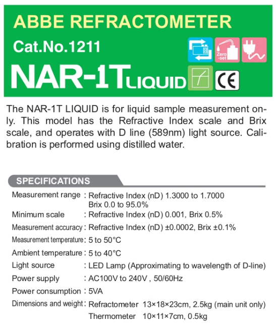 image4661 ATAGO ABBE REFRACTOMETER ATAGOV NAR-1T LIQIUD