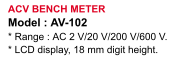 ACV-BENCH-METER-LUTRON-AV-102 LUTRON ACV BENCH METER MERK LUTRON AV-102