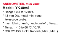 ANEMOMETER-MINI-VANE-LUTRON-YK-80AS LUTRON ANEMOMETER MINI VANE MERK LUTRON YK-80AS