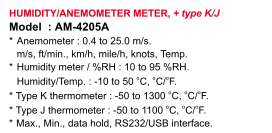 ANEMOMETER-TYPE-KJ-LUTRON-AM-4205A LUTRON ANEMOMETER TYPE KJ MERK LUTRON AM-4205A