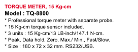 TORQUE-METER-15-KG-CM-LUTRON-TQ-8800 LUTRON TORQUE METER 15 KG-CM MERK LUTRON TQ-8800