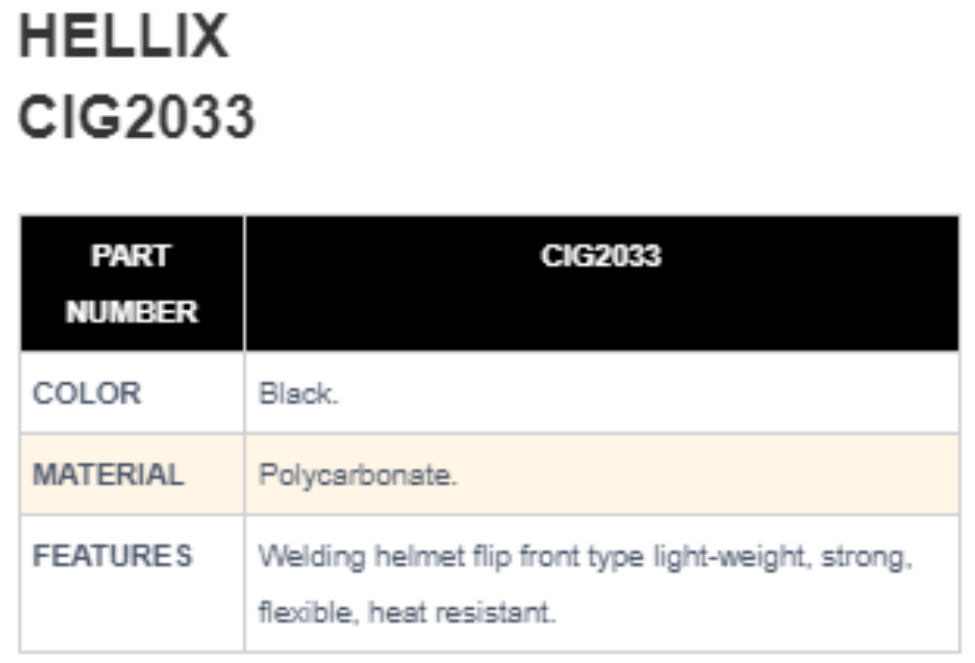WELDING-HELMET-HELLIX-CIG-2033-SPEC HELM LAS CIG 2033 WELDING HELMET HELLIX CIG 2033