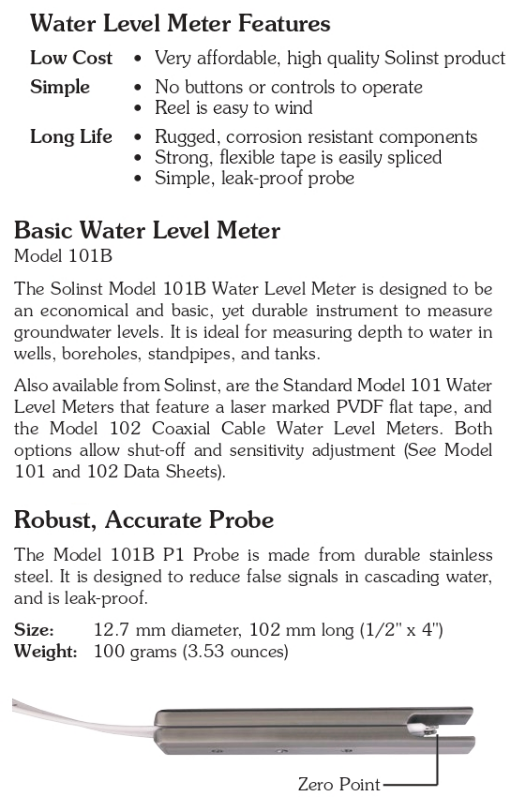g1135 SOLINST WATER LEVEL METER 101B