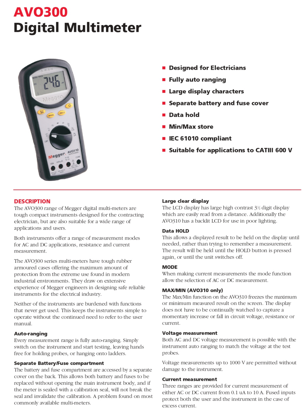 image1061 Megger Digital Multimeter Megger AVO300