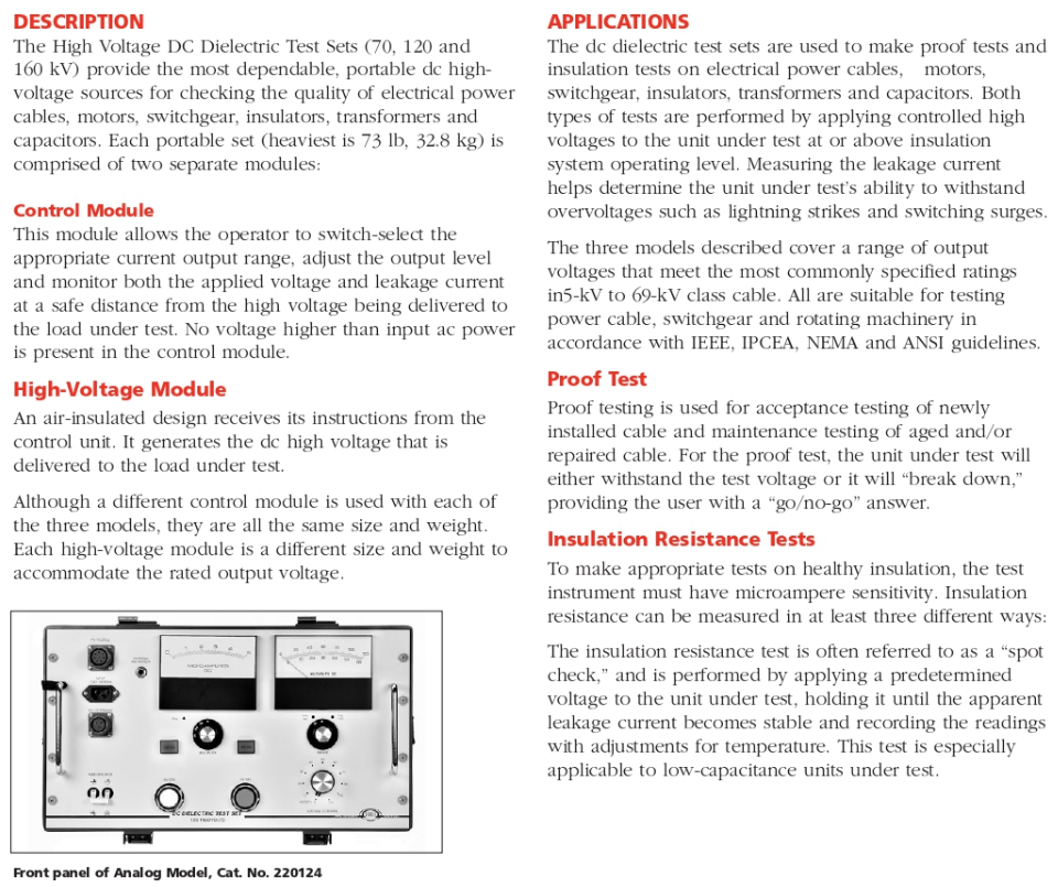 image2820 Megger High Voltage DC Dielectric Test Sets