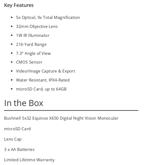 image823-2 Bushnell 5 x 32 Equinox X650 Digital Night Vision Monocular Merk Bushnell EX650